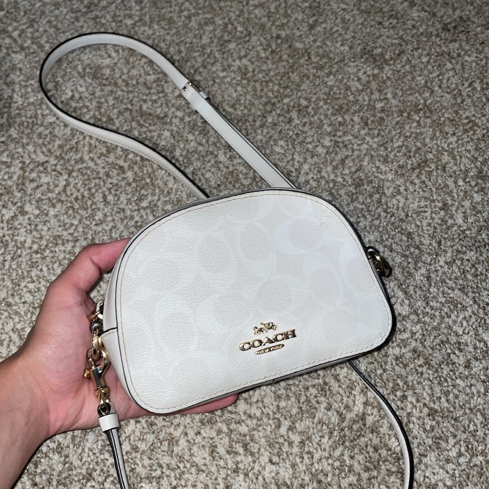 Coach Mini Serena Crossbody Purse Chalk Glacier White Signature 2628